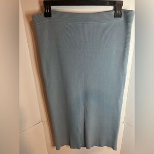 Michael Kors Light Pale Blue Ribbed Midi Pencil Skirt Size L